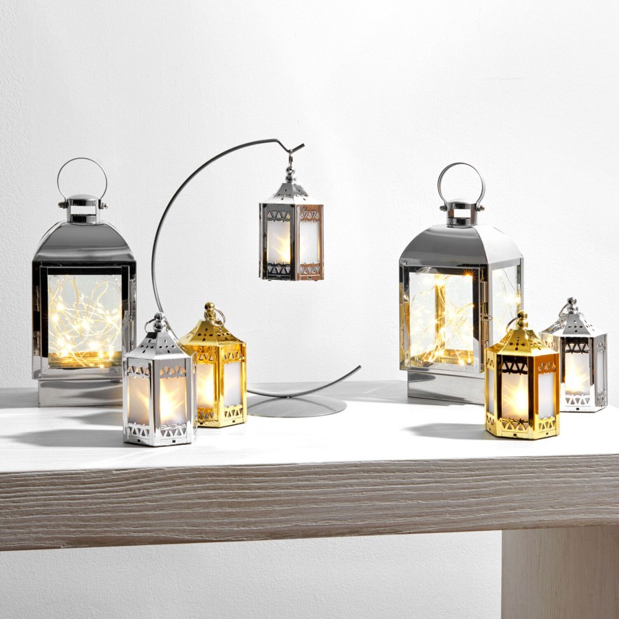 Seasonal LampLust | Anthea Gold Mini Holographic Stars Lanterns, Set Of 6