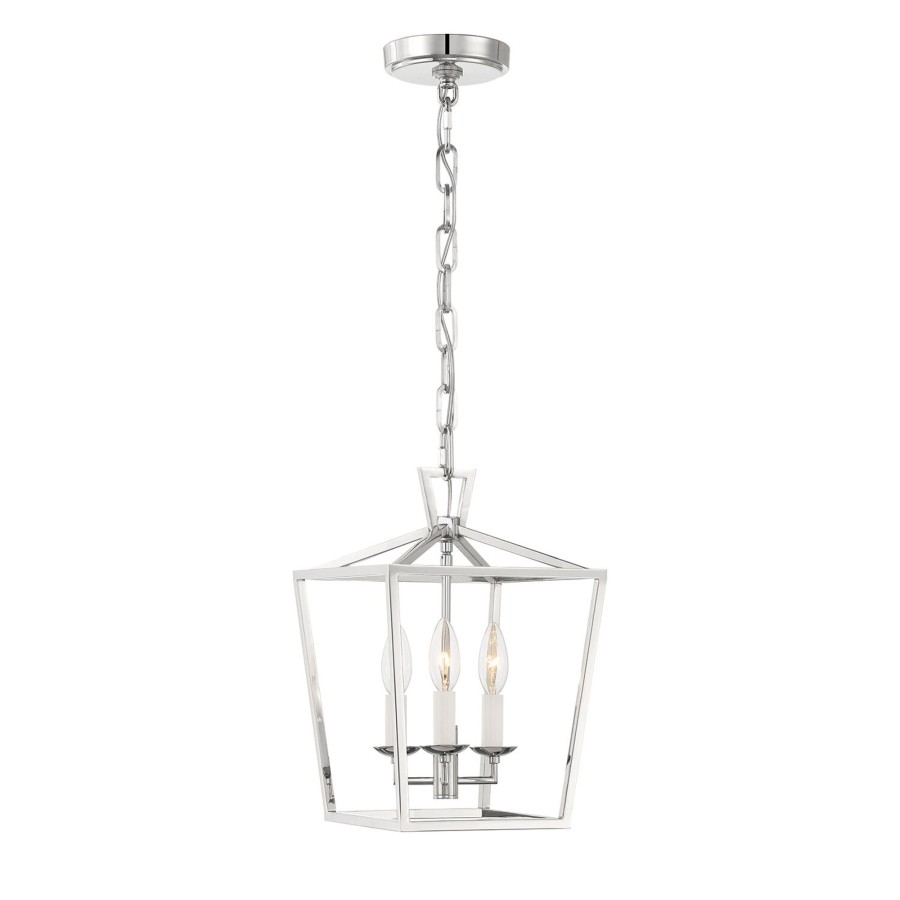 Ceiling Brooklyn Bulb Co. | Anover Open Frame 10" Pendant Light, 3 Candelabra Bulbs, Polished Nickel Finish, Traditional