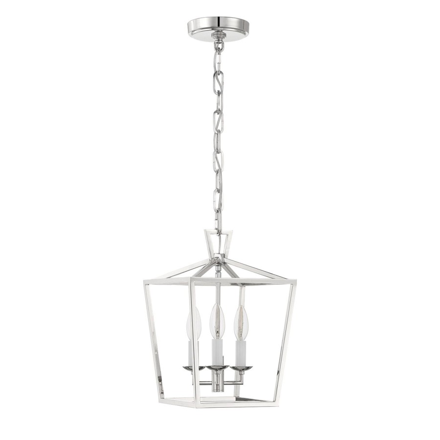 Ceiling Brooklyn Bulb Co. | Anover Open Frame 10" Pendant Light, 3 Candelabra Bulbs, Polished Nickel Finish, Traditional