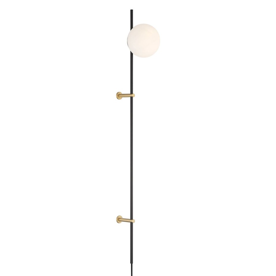 Lamps Brooklyn Bulb Co. | Castell Plug-In Led Wall Lamp, Matte Black With Brass