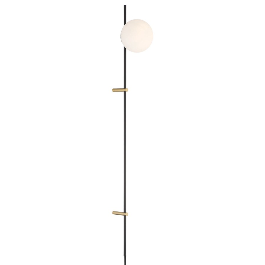 Lamps Brooklyn Bulb Co. | Castell Plug-In Led Wall Lamp, Matte Black With Brass