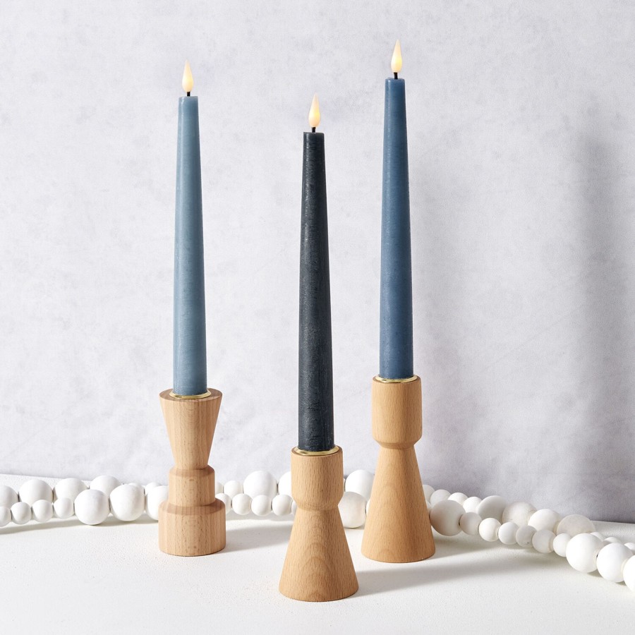 Decor LampLust Taper Candles | Infinity Wick Gradient Blue Distressed 9" Taper Candles, Set Of 3