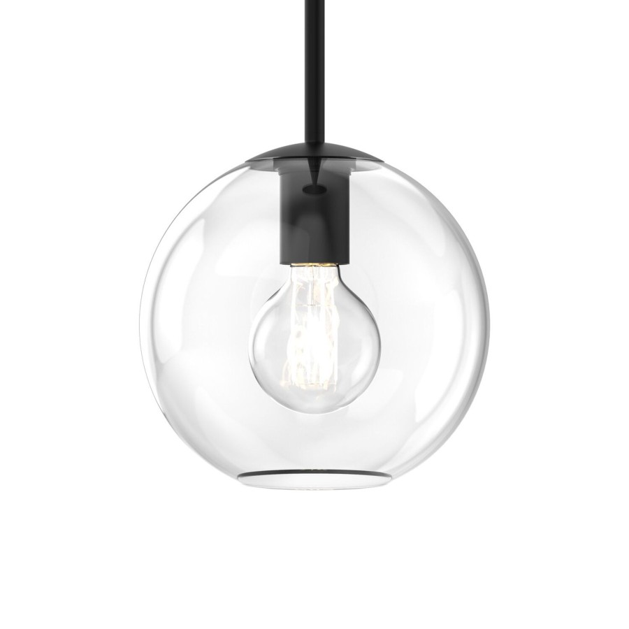 Outdoor Brooklyn Bulb Co. Hanging Lights | Aria 8" Clear Globe Pendant, Matte Black