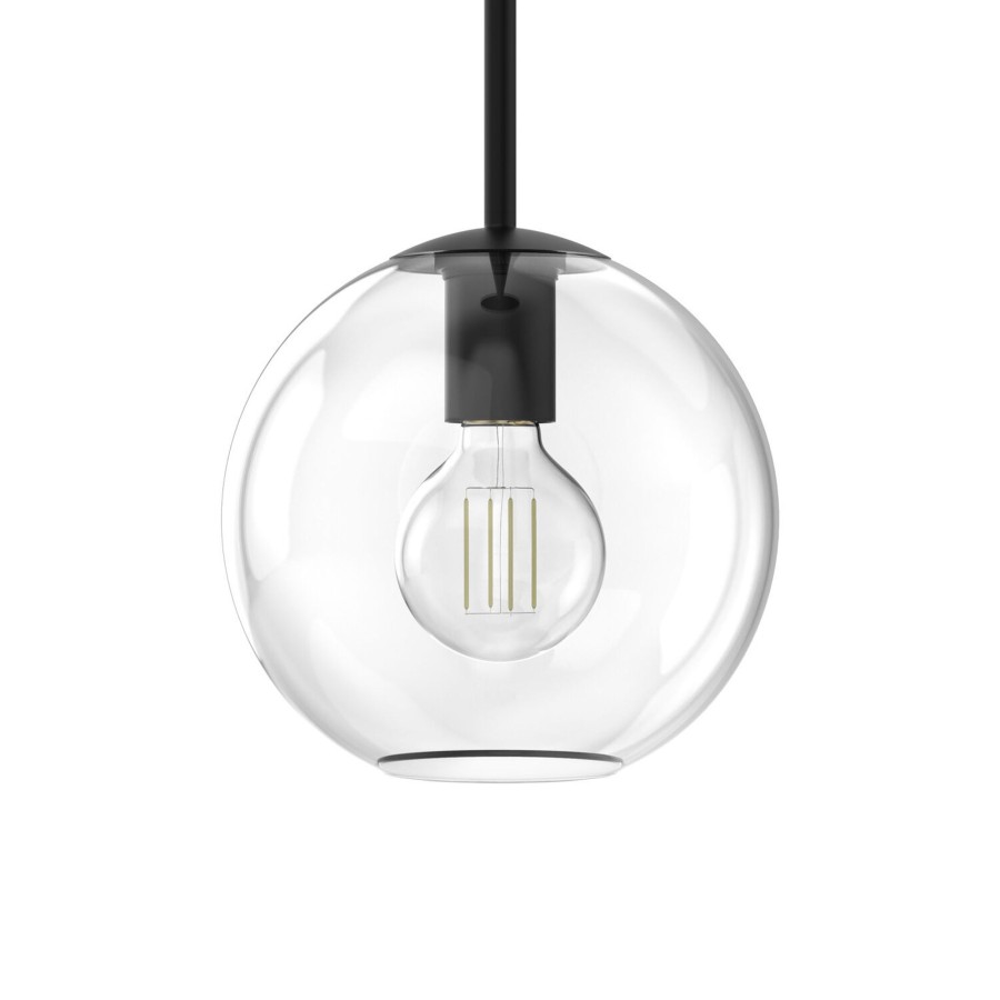 Outdoor Brooklyn Bulb Co. Hanging Lights | Aria 8" Clear Globe Pendant, Matte Black