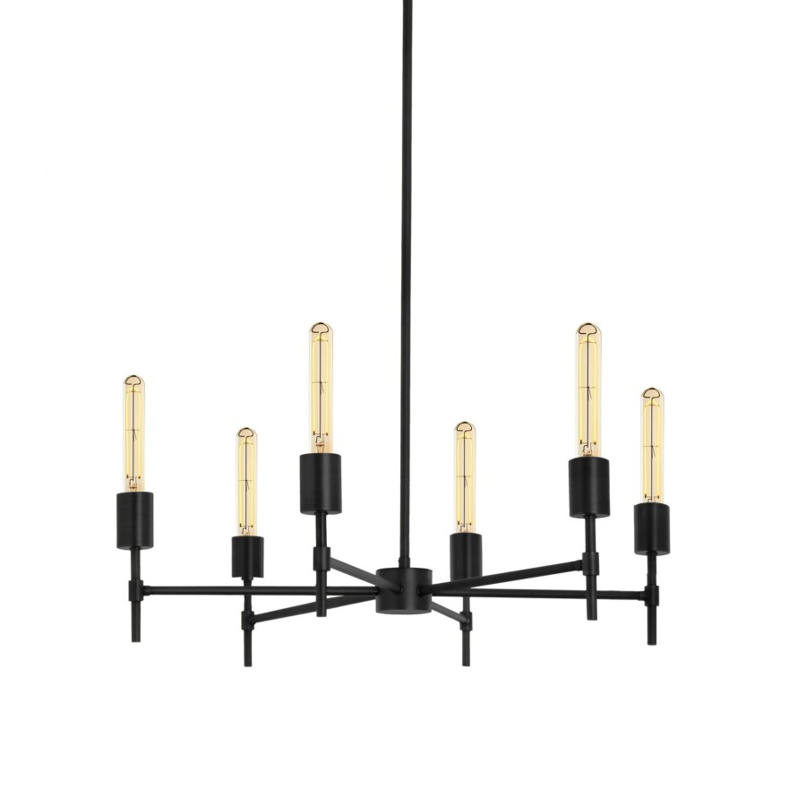 Ceiling Brooklyn Bulb Co. | Prospect 6-Light Round Chandelier, Matte Black