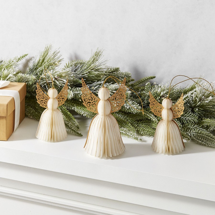 Decor LampLust Decorative Objects | Pleated Paper Angel Ornaments, Set Of 3