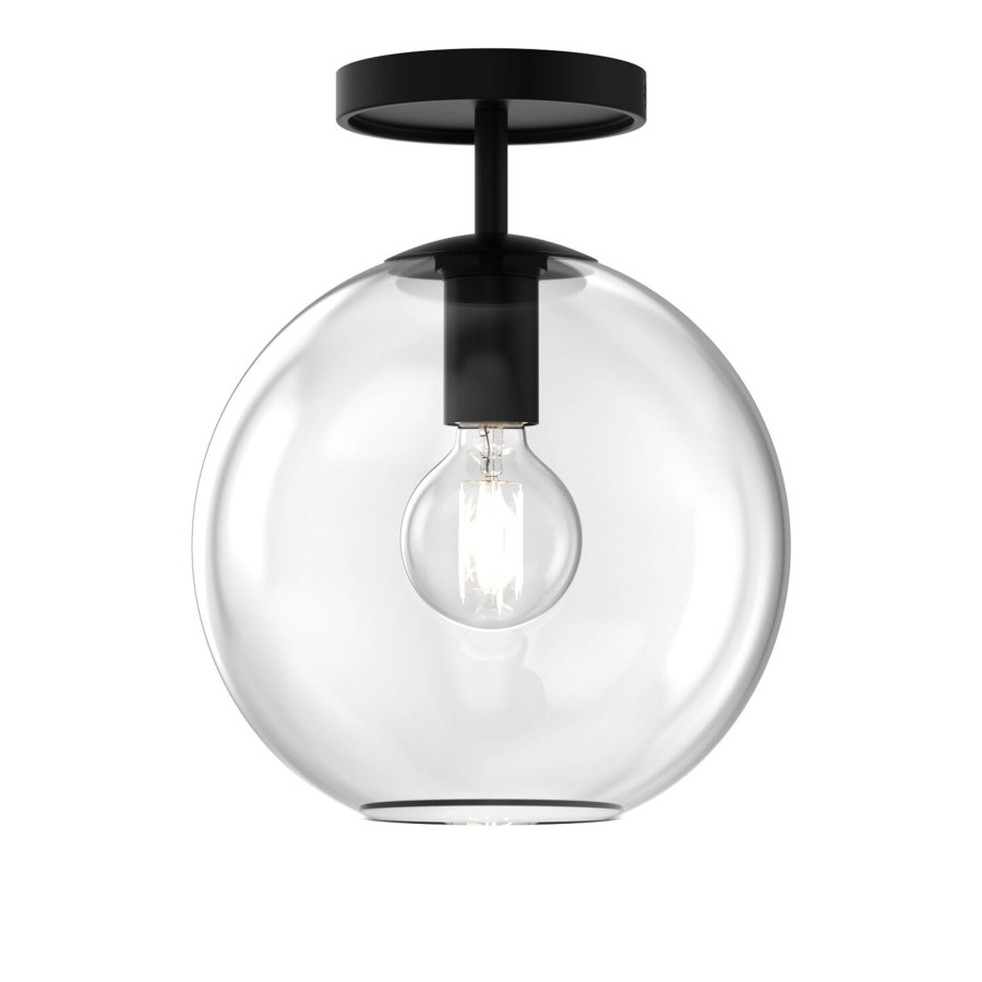 Outdoor Brooklyn Bulb Co. Ceiling Lights | Aria 10" Flush Mount, Matte Black With Clear Glass