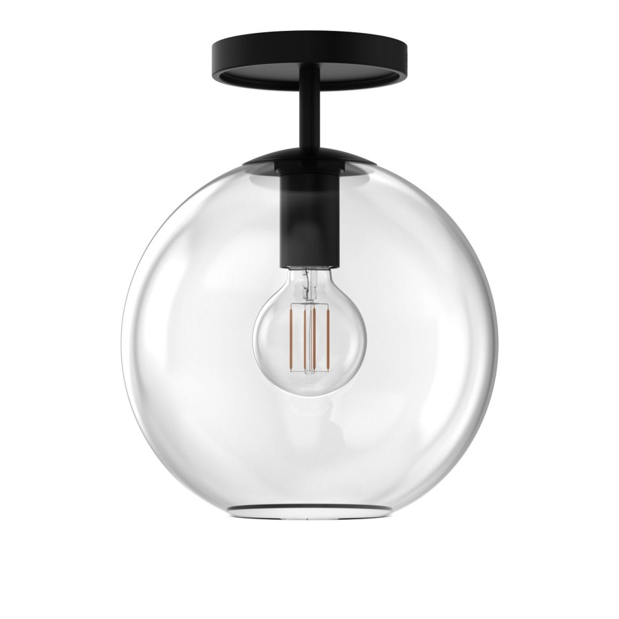 Outdoor Brooklyn Bulb Co. Ceiling Lights | Aria 10" Flush Mount, Matte Black With Clear Glass