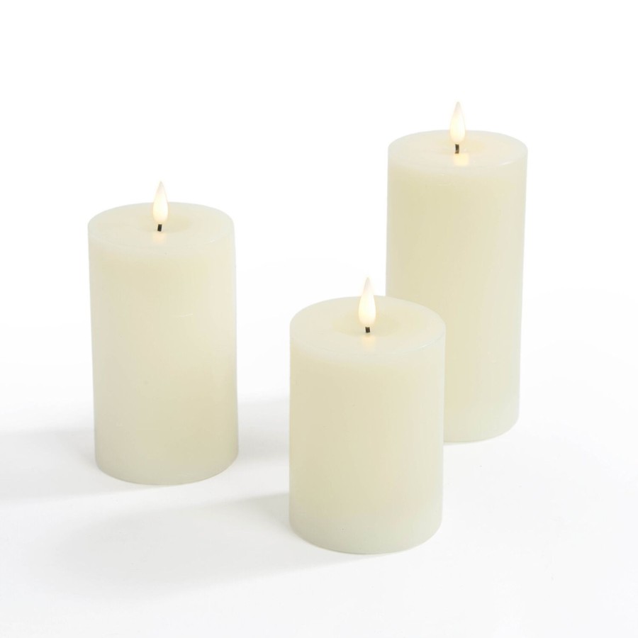 Decor LampLust Pillar Candles | Infinity Wick Ivory Pillar Candles, 3" Multipack, Set Of 3