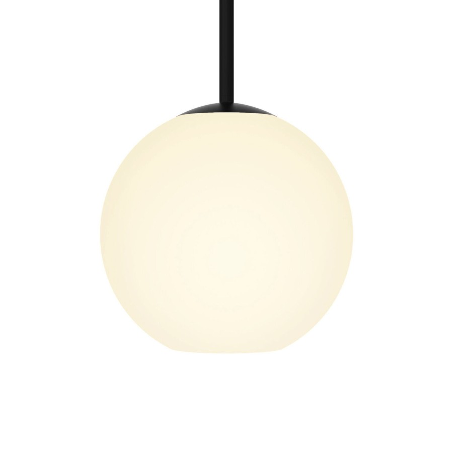 Outdoor Brooklyn Bulb Co. Hanging Lights | Aria 8" Opal Globe Pendant, Matte Black