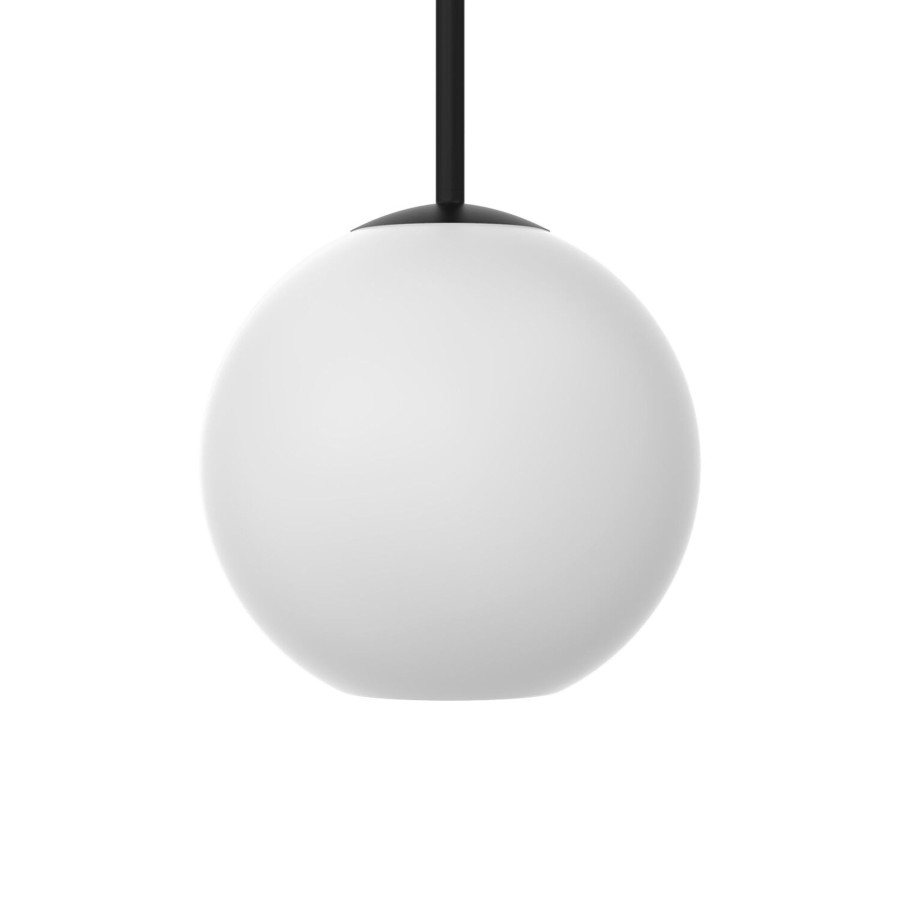 Outdoor Brooklyn Bulb Co. Hanging Lights | Aria 8" Opal Globe Pendant, Matte Black