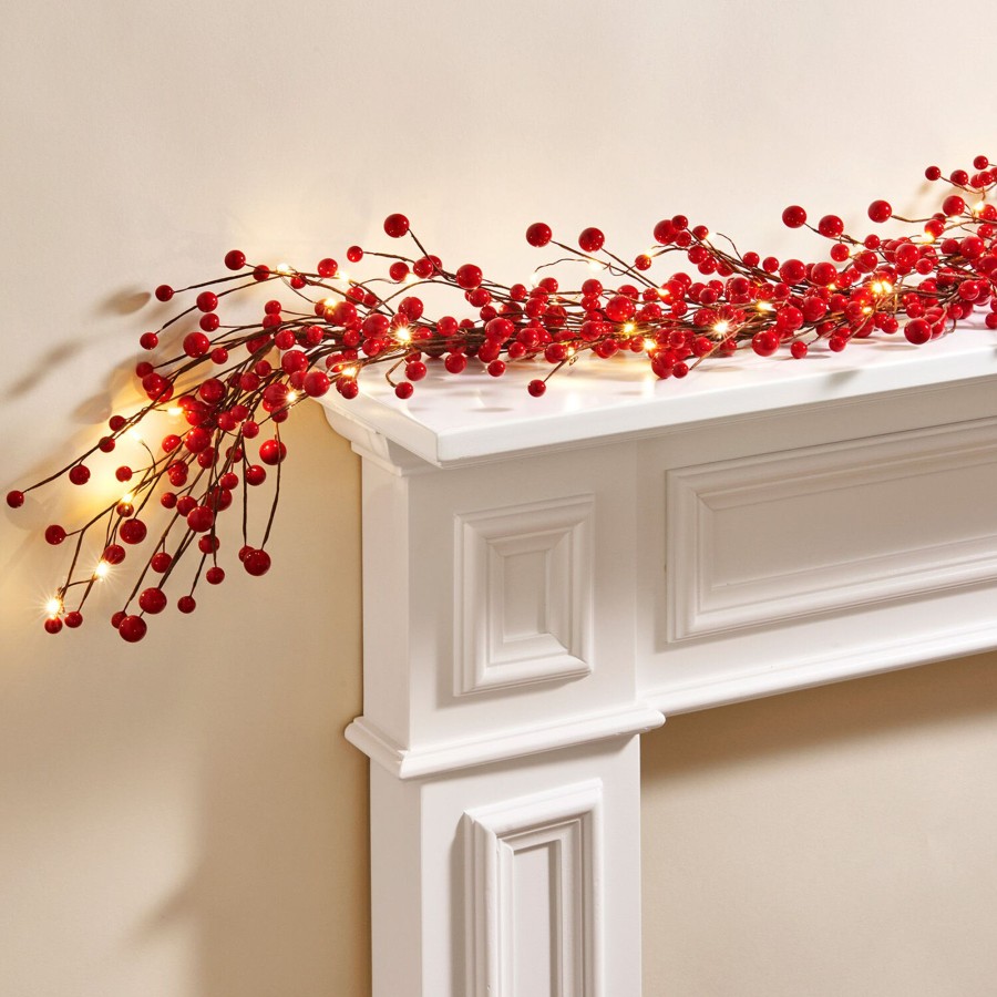 Decor LampLust New Decorative Accessories | Royale Red Berry Garland With 100 Leds