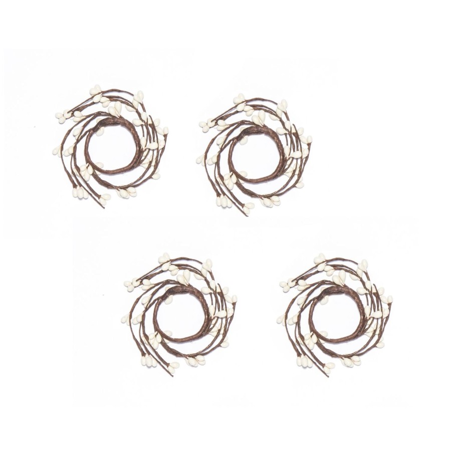 Decor LampLust Candle Rings | White Berry Taper Candle Rings, Set Of 4