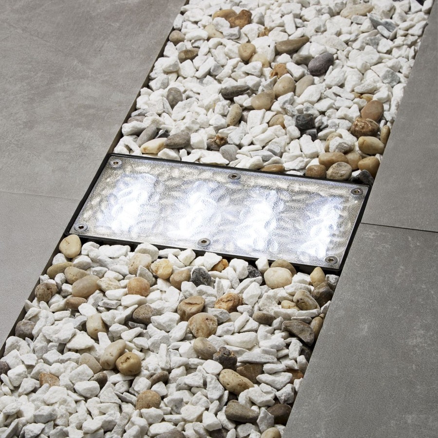 Outdoor LampLust Solar Landscape Lights | Iced 8X4" Solar Paver Light, Cool White