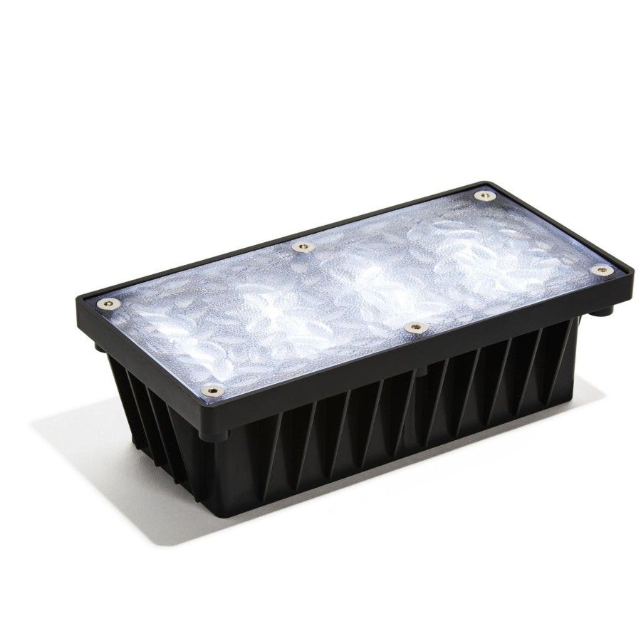 Outdoor LampLust Solar Landscape Lights | Iced 8X4" Solar Paver Light, Cool White