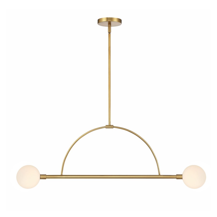 Ceiling Brooklyn Bulb Co. | Milo 2 Globe Linear Arc Led Pendant, Aged Brass