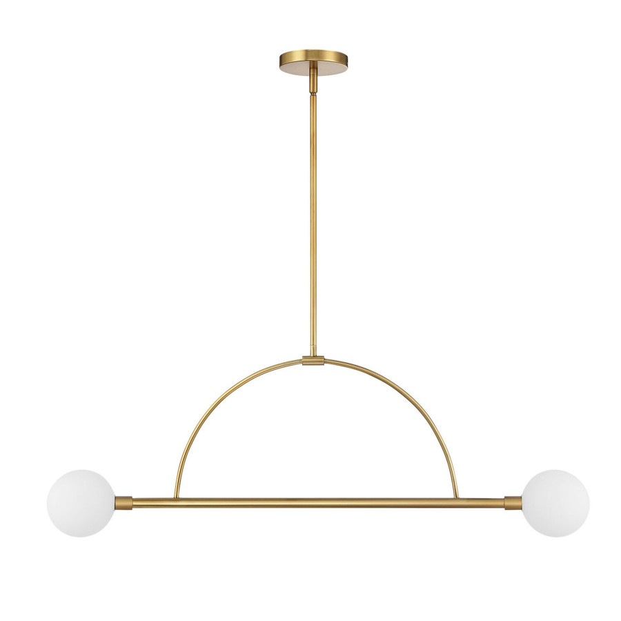 Ceiling Brooklyn Bulb Co. | Milo 2 Globe Linear Arc Led Pendant, Aged Brass