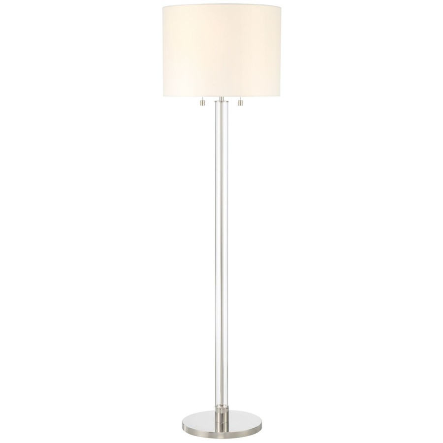 Lamps Brooklyn Bulb Co. | Laurel Glass Cylinder Floor Lamp Light, Modern Polished Nickel Metal, Elegant Traditional Design