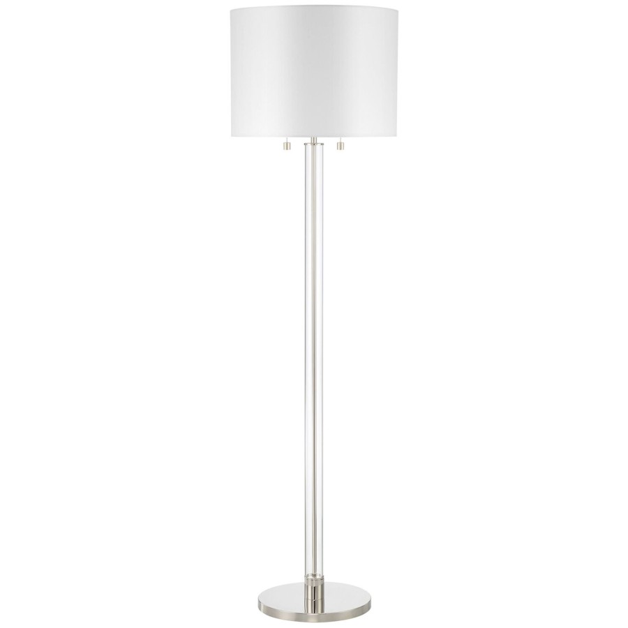 Lamps Brooklyn Bulb Co. | Laurel Glass Cylinder Floor Lamp Light, Modern Polished Nickel Metal, Elegant Traditional Design