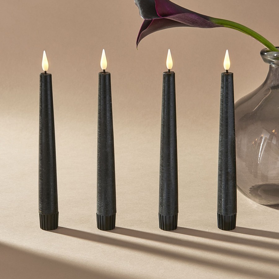 Decor LampLust Taper Candles | Infinity Wick Black Distressed 7" Taper Candles, Set Of 4