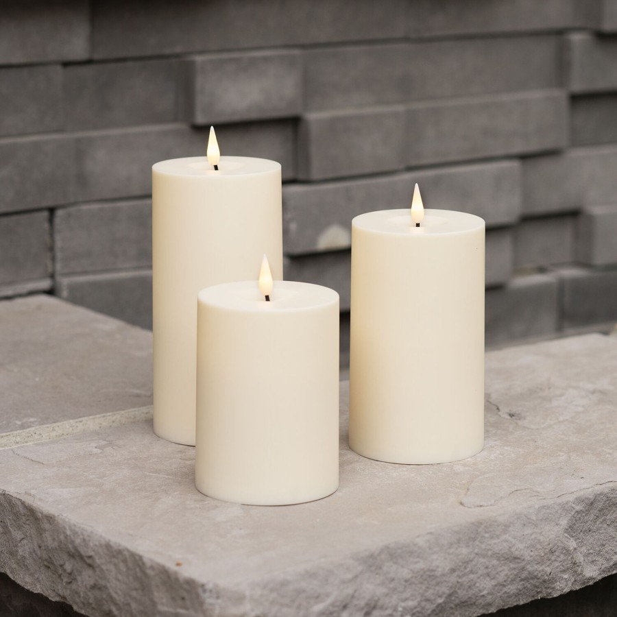 Decor LampLust Pillar Candles | Infinity Wick Outdoor Candles, Multipack, Ivory