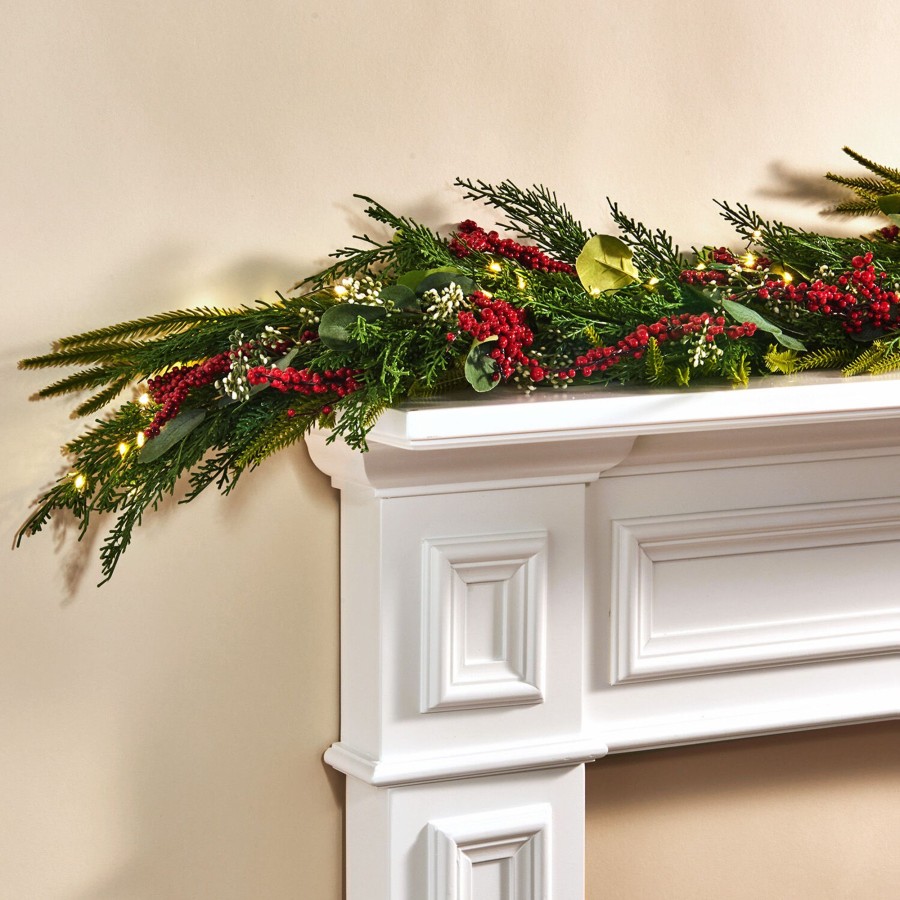 Decor LampLust New Decorative Accessories | Winterberry And Greenery Garland With 100 Leds