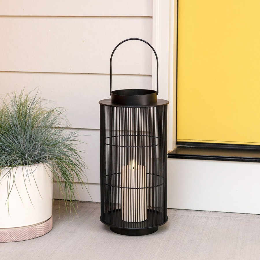 Decor LampLust Outdoor Lanterns | Mariposa Metal Lantern With Flameless Candle, Large