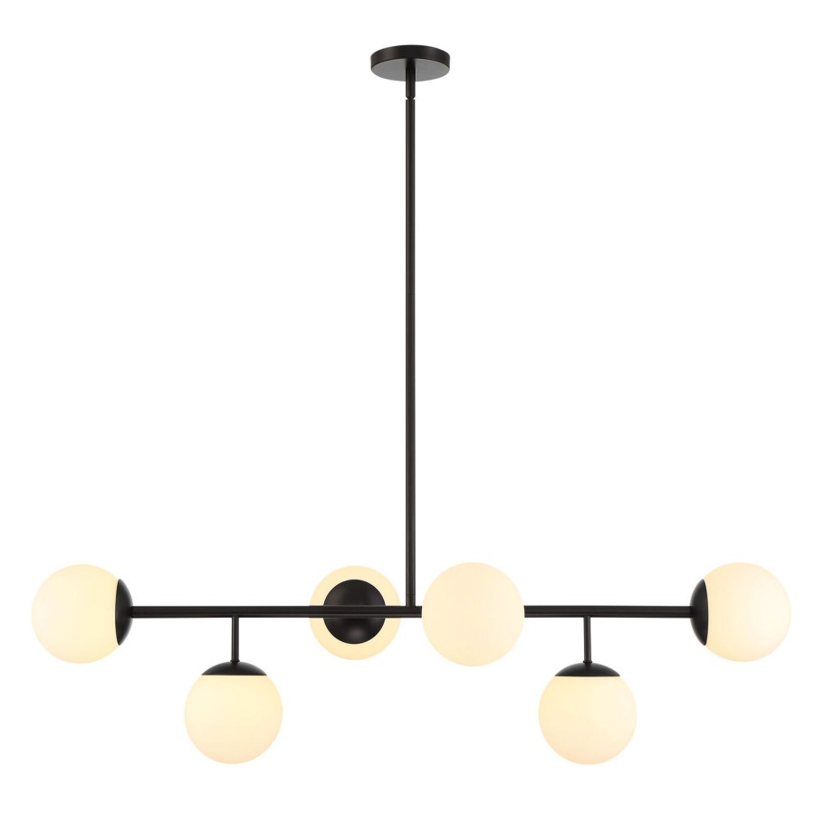 Ceiling Brooklyn Bulb Co. | Castell 6 Globe Linear Led Pendant, Matte Black