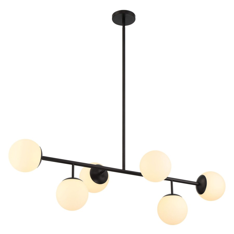 Ceiling Brooklyn Bulb Co. | Castell 6 Globe Linear Led Pendant, Matte Black