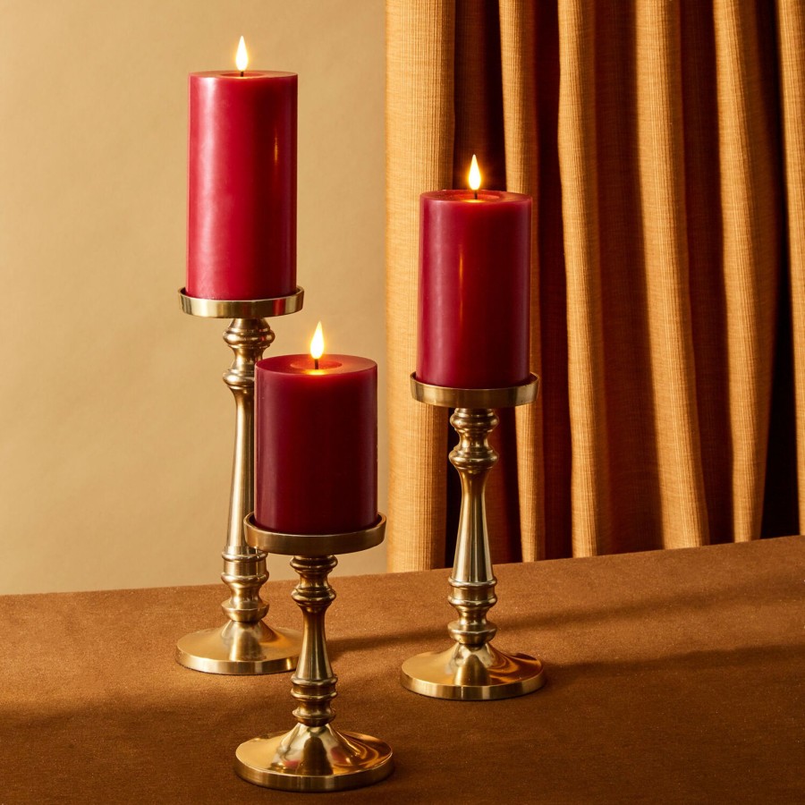 Decor LampLust Pillar Candles | Burgundy Candle Multipack Set - 3X4, 3X5, 3X6 With Remote And Timer, Dark Red