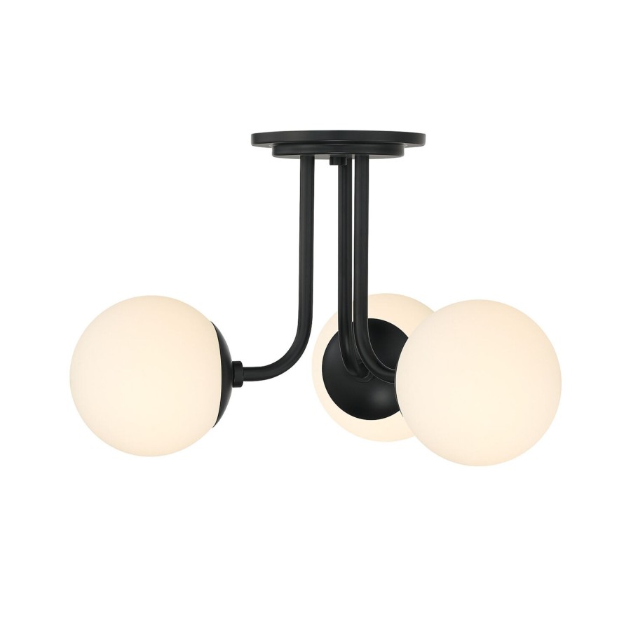 Ceiling Brooklyn Bulb Co. | Castell 3 Globe Led Semi-Flush, Matte Black