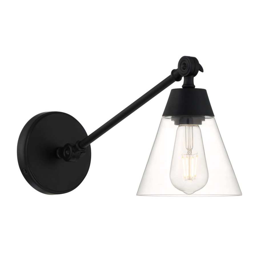 Wall Brooklyn Bulb Co. | Owen Adjustable One Arm Wall Light, Matte Black