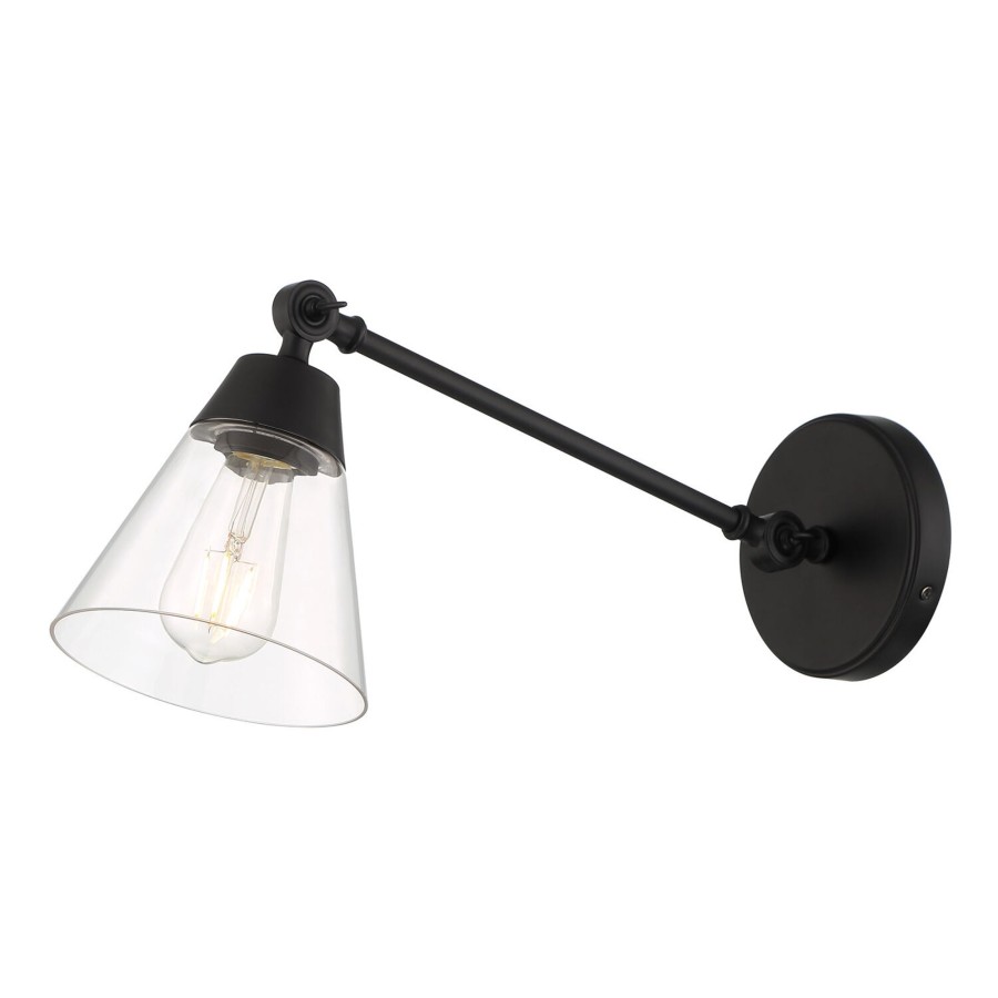 Wall Brooklyn Bulb Co. | Owen Adjustable One Arm Wall Light, Matte Black