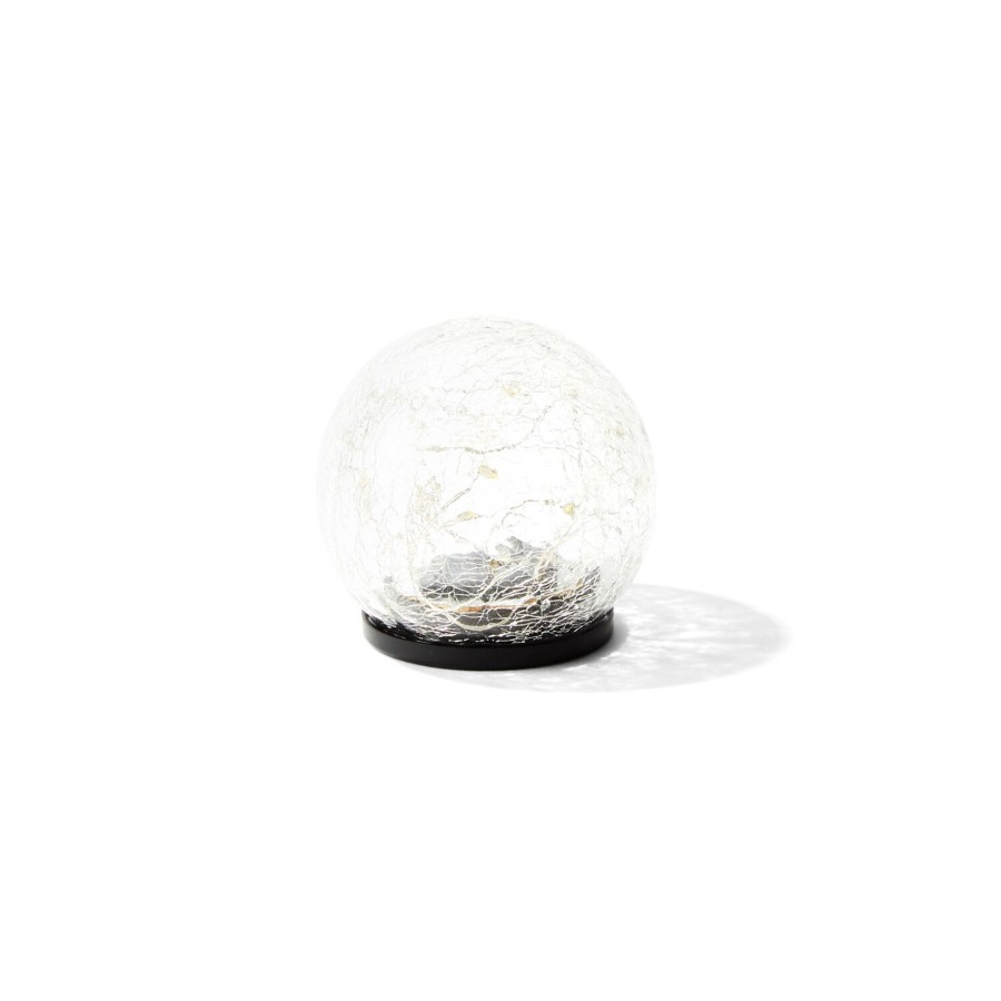 Outdoor LampLust Solar Landscape Lights | Avalon Solar Crackled Glass Globe, Small