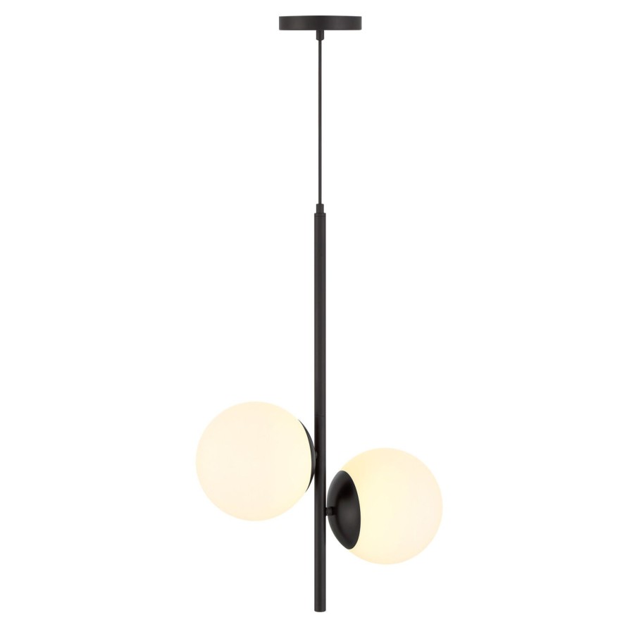 Open Box Brooklyn Bulb Co. | Open Box Castell 2 Globe Led Pendant, Matte Black