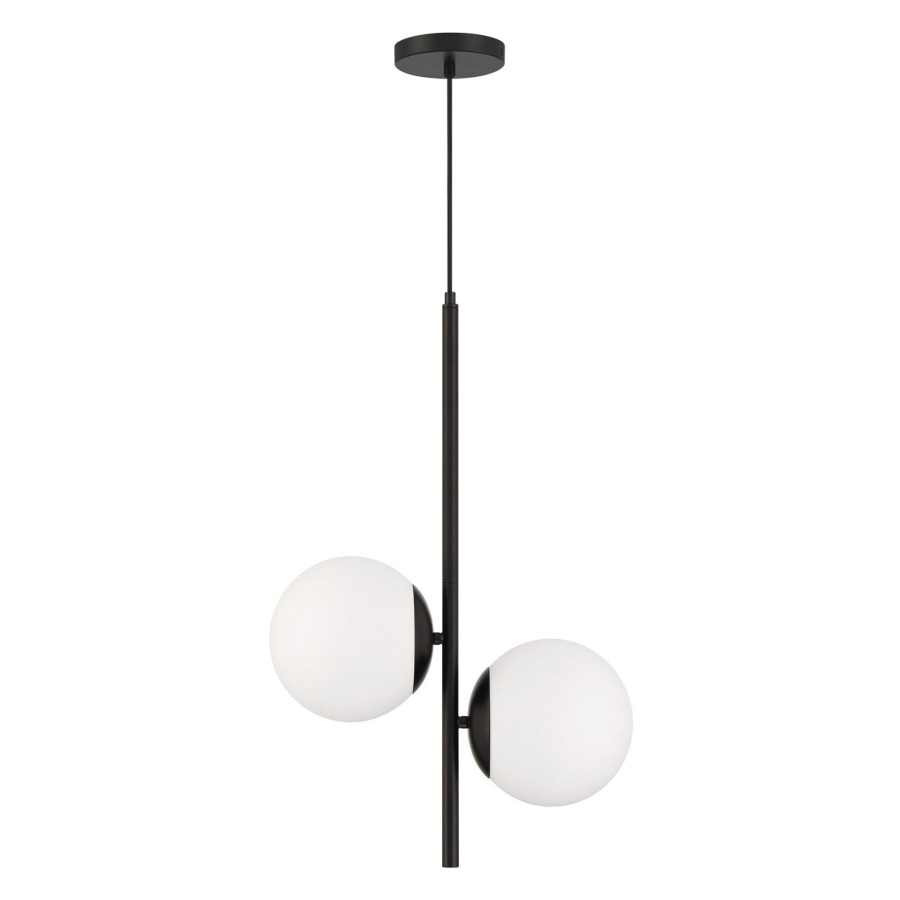 Open Box Brooklyn Bulb Co. | Open Box Castell 2 Globe Led Pendant, Matte Black