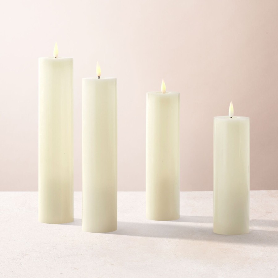 Seasonal LampLust | Infinity Wick Ivory Slim Pillars, Set Of 4