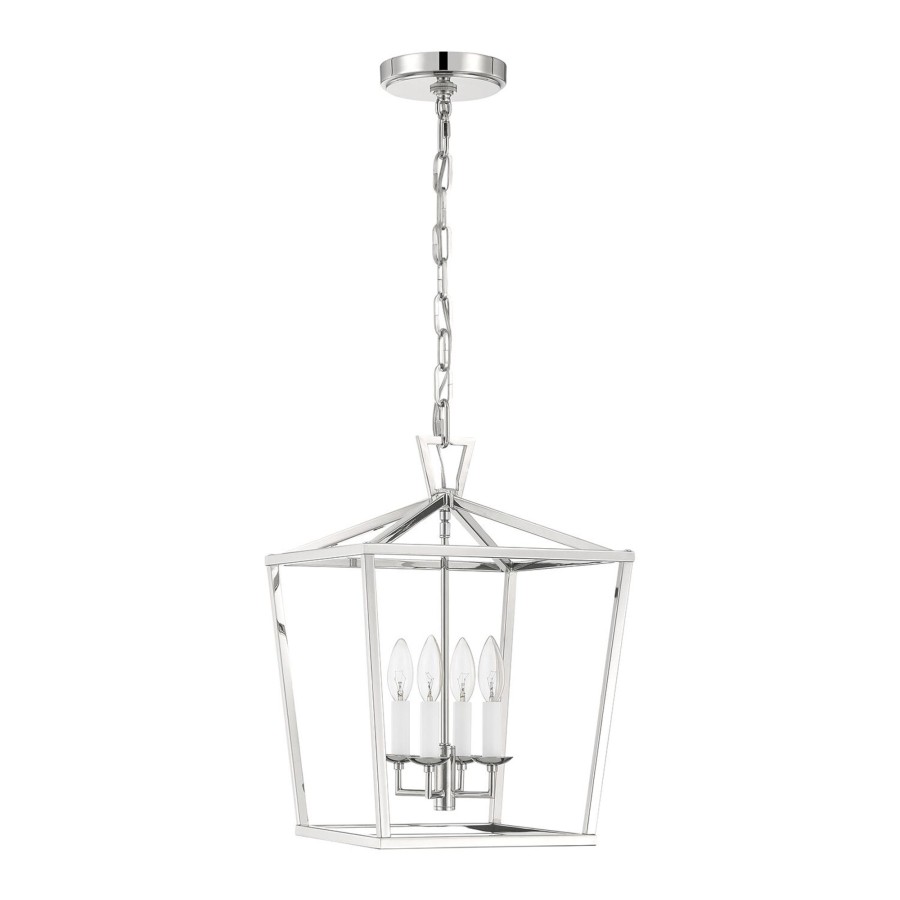 Ceiling Brooklyn Bulb Co. | Anover Open Frame 13" Pendant Light, 4 Candelabra Bulbs, Polished Nickel Finish, Traditional