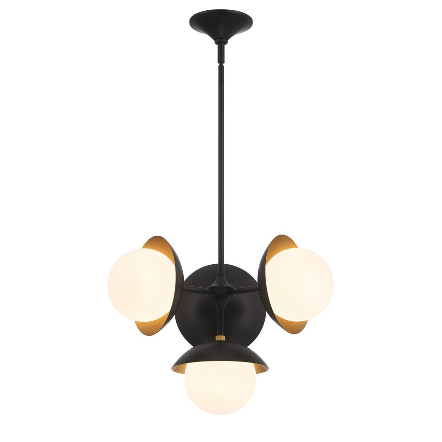 Ceiling Brooklyn Bulb Co. | Mira 4-Globe Led Pendant, Matte Black And Satin Brass