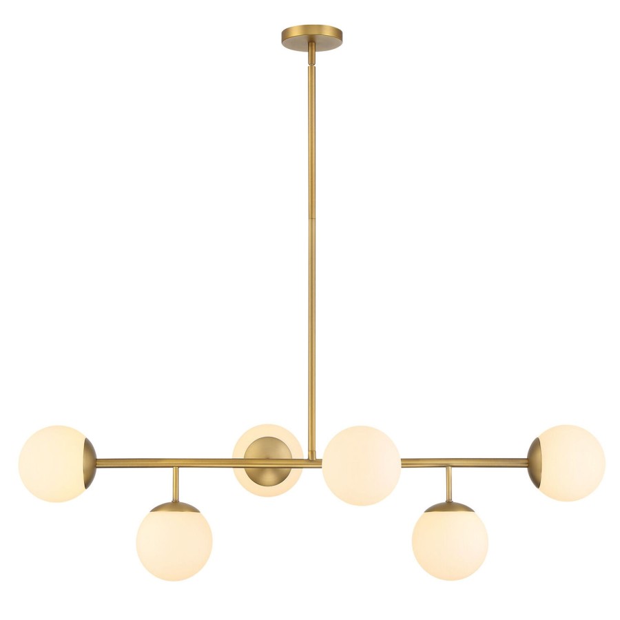 Ceiling Brooklyn Bulb Co. | Castell 6 Globe Linear Led Pendant, Aged Brass