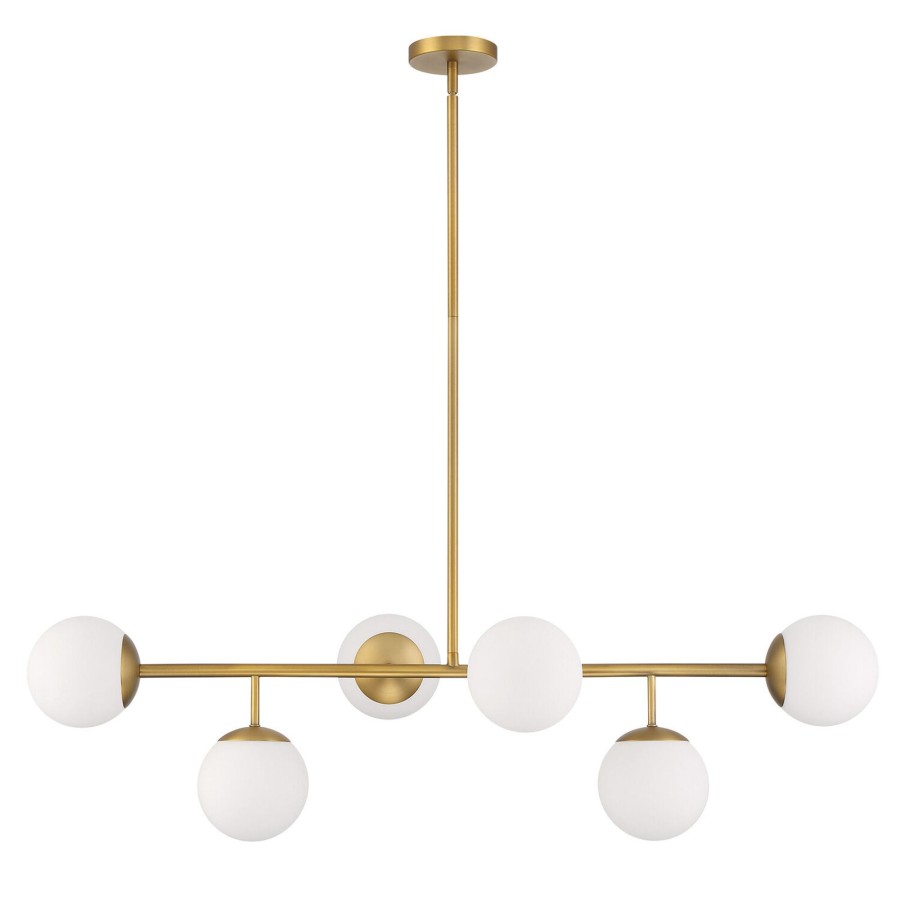 Ceiling Brooklyn Bulb Co. | Castell 6 Globe Linear Led Pendant, Aged Brass