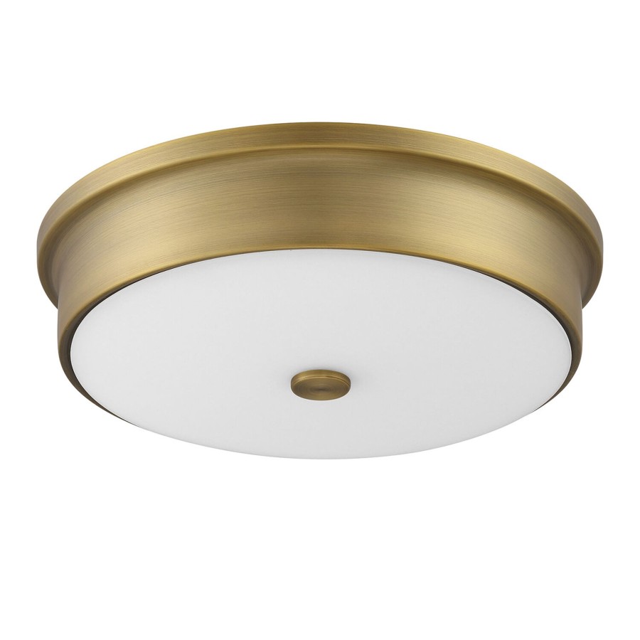 Ceiling Brooklyn Bulb Co. | Abbey 12" Flush Mount Ceiling Light, Bright Led And Frosted Glass Diffuser, Aged Brass Finish