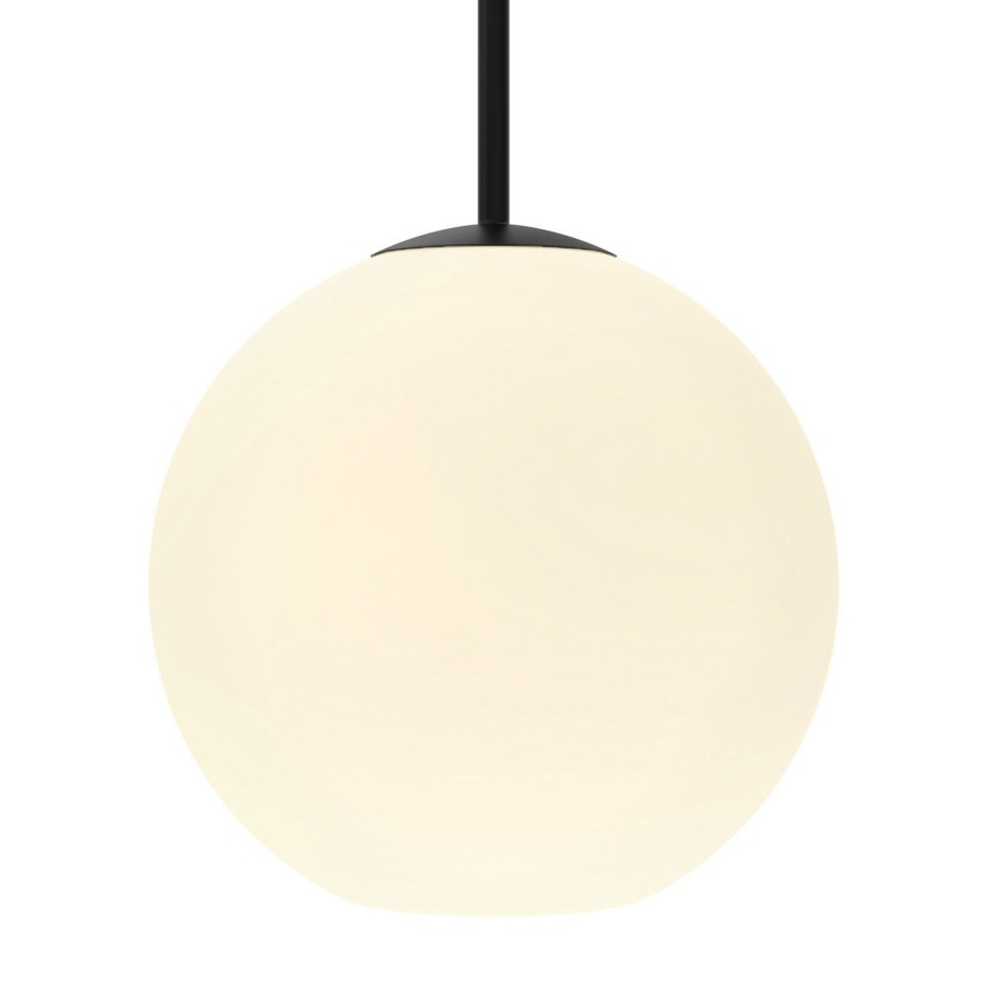 Outdoor Brooklyn Bulb Co. Hanging Lights | Aria 10" Opal Globe Pendant , Matte Black