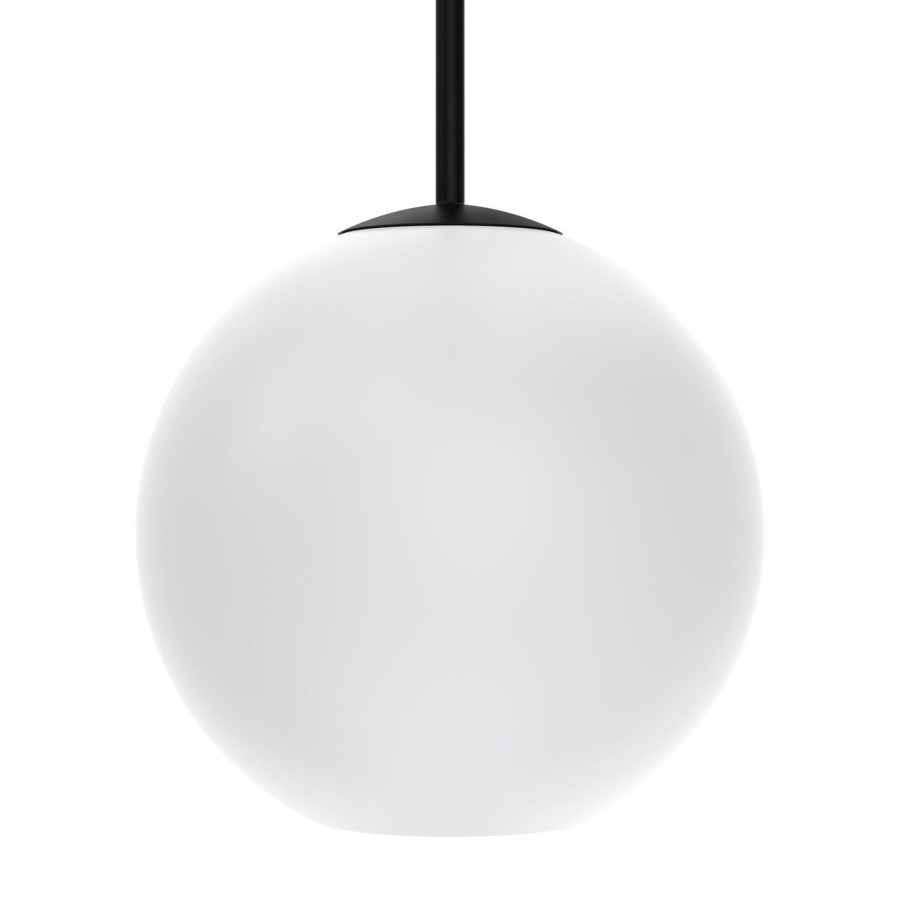 Outdoor Brooklyn Bulb Co. Hanging Lights | Aria 10" Opal Globe Pendant , Matte Black