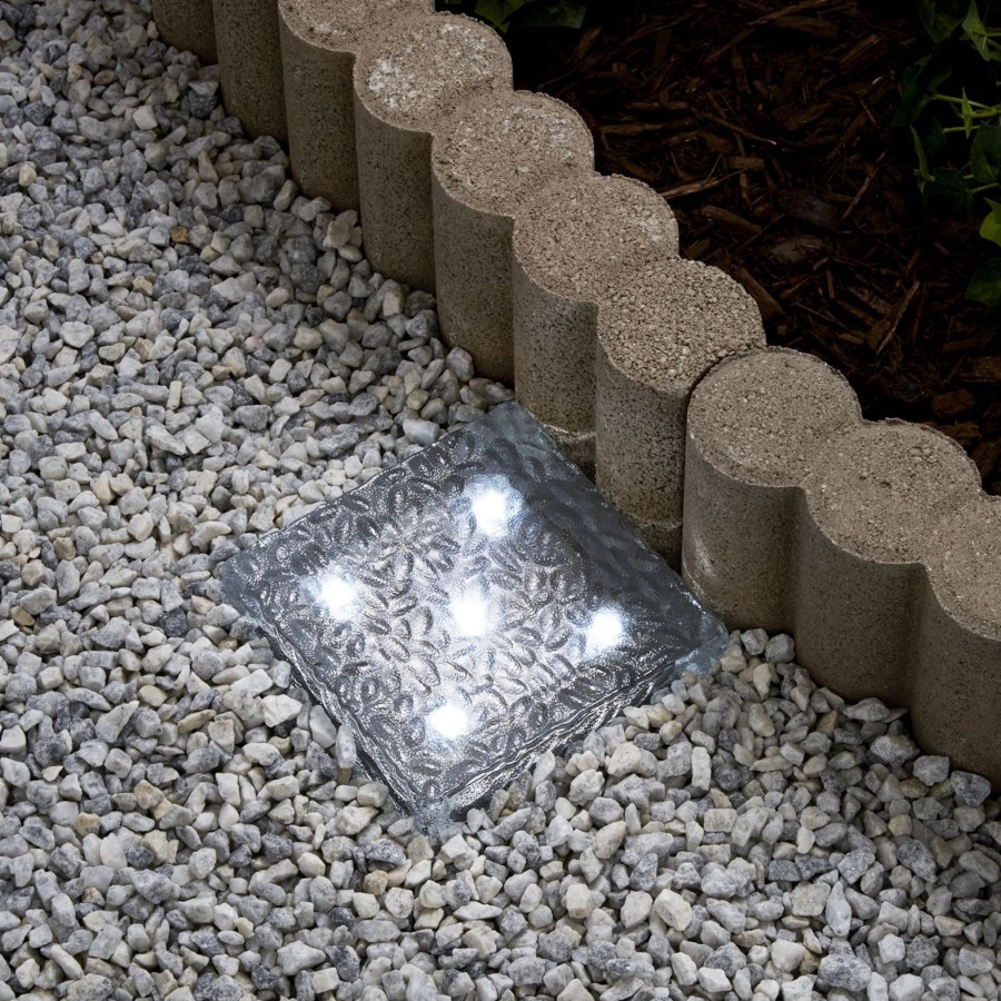 Outdoor LampLust Solar Landscape Lights | Iced 6X6" Solar Brick Light, Cool White