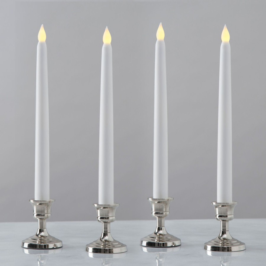 Decor LampLust Taper Candles | Classic White 10" Wax Flameless Taper Candles, Set Of 4