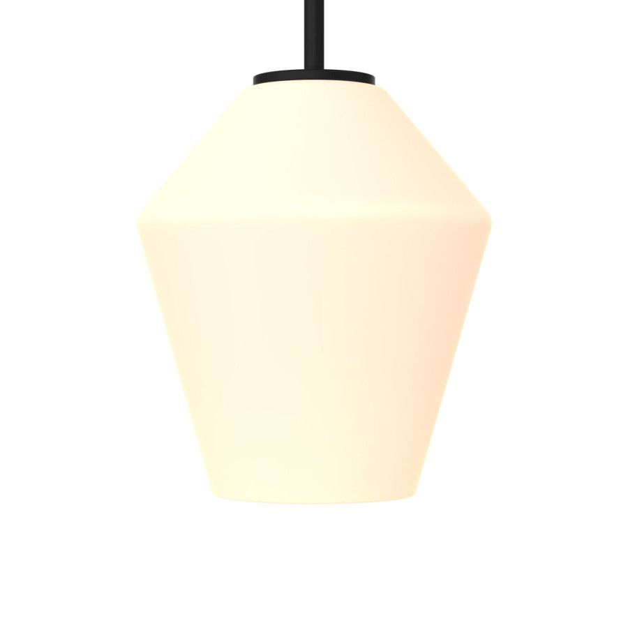 Outdoor Brooklyn Bulb Co. Hanging Lights | Eva 9" Opal Diamond Pendant, Matte Black