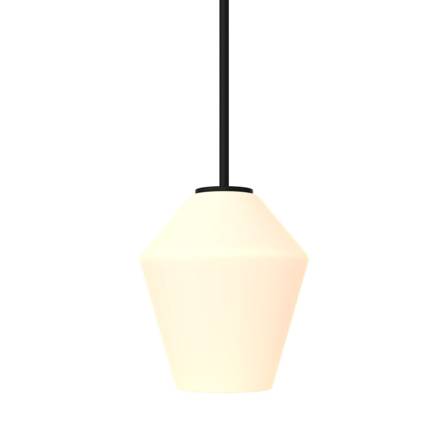 Outdoor Brooklyn Bulb Co. Hanging Lights | Eva 9" Opal Diamond Pendant, Matte Black