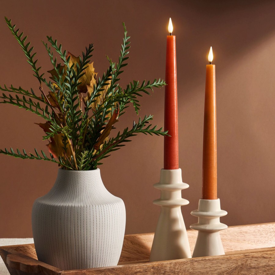 Decor LampLust Taper Candle Holders | June Porcelain Taper Candle Holders, Set Of 2, Matte Ivory