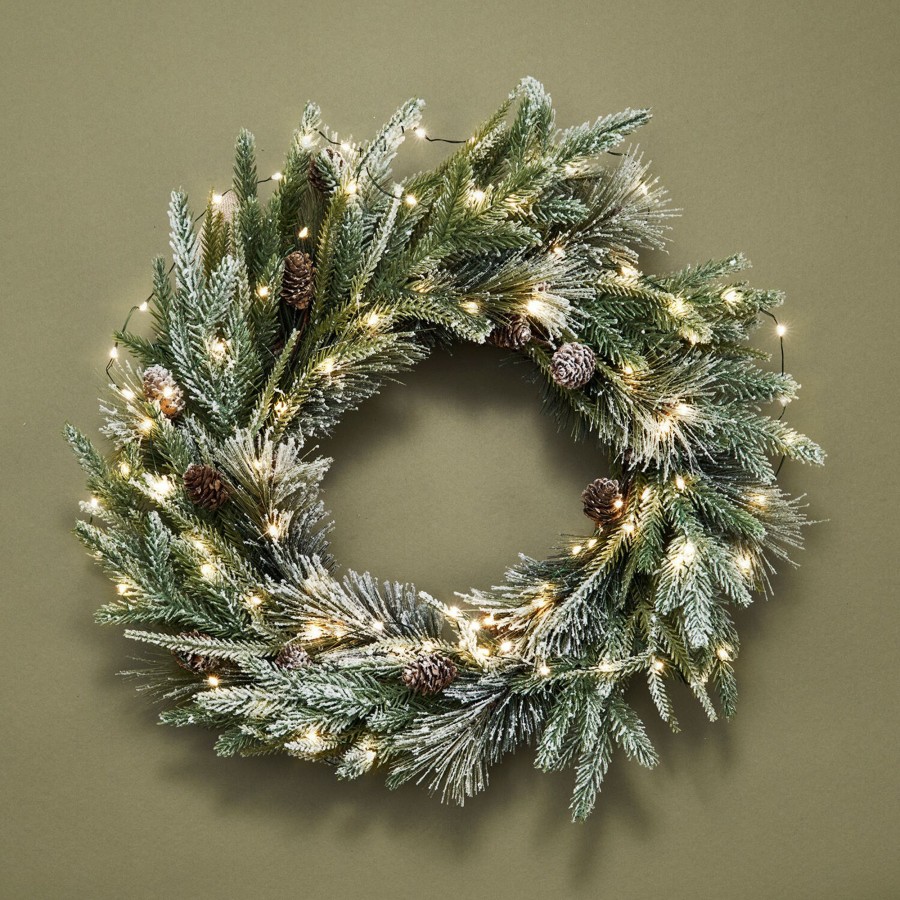 Decor LampLust New Decorative Accessories | Cypress Winter Wreath With 100 Leds And Velvet Bow